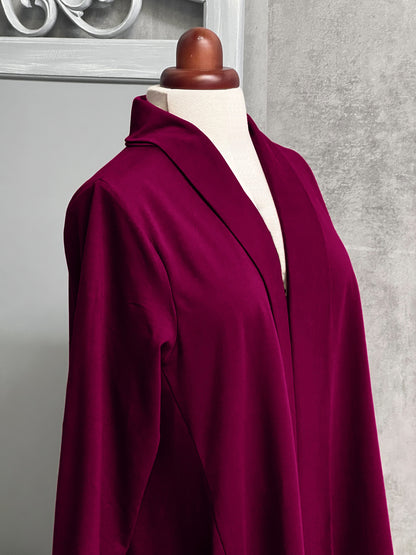 Plus Size Cotton Jersey Loose Longer Cardigan with Pockets  [L1436_CASPIA]