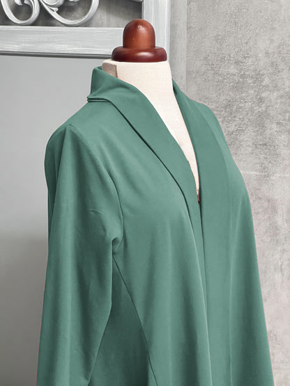 Plus Size Cotton Jersey Loose Longer Cardigan with Pockets  [L1436_MINERAL]