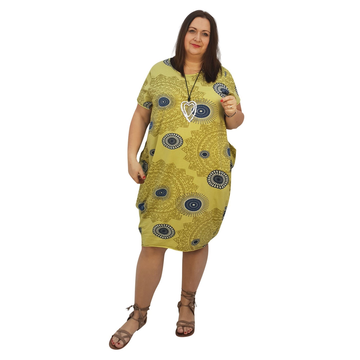 Dress Boho  Aztec Jersey  (lime ) Plus Size [L439_LIME] - size 16 18 20 22 24 26 28 30 32 34 36 38 40 42 Wolfairy