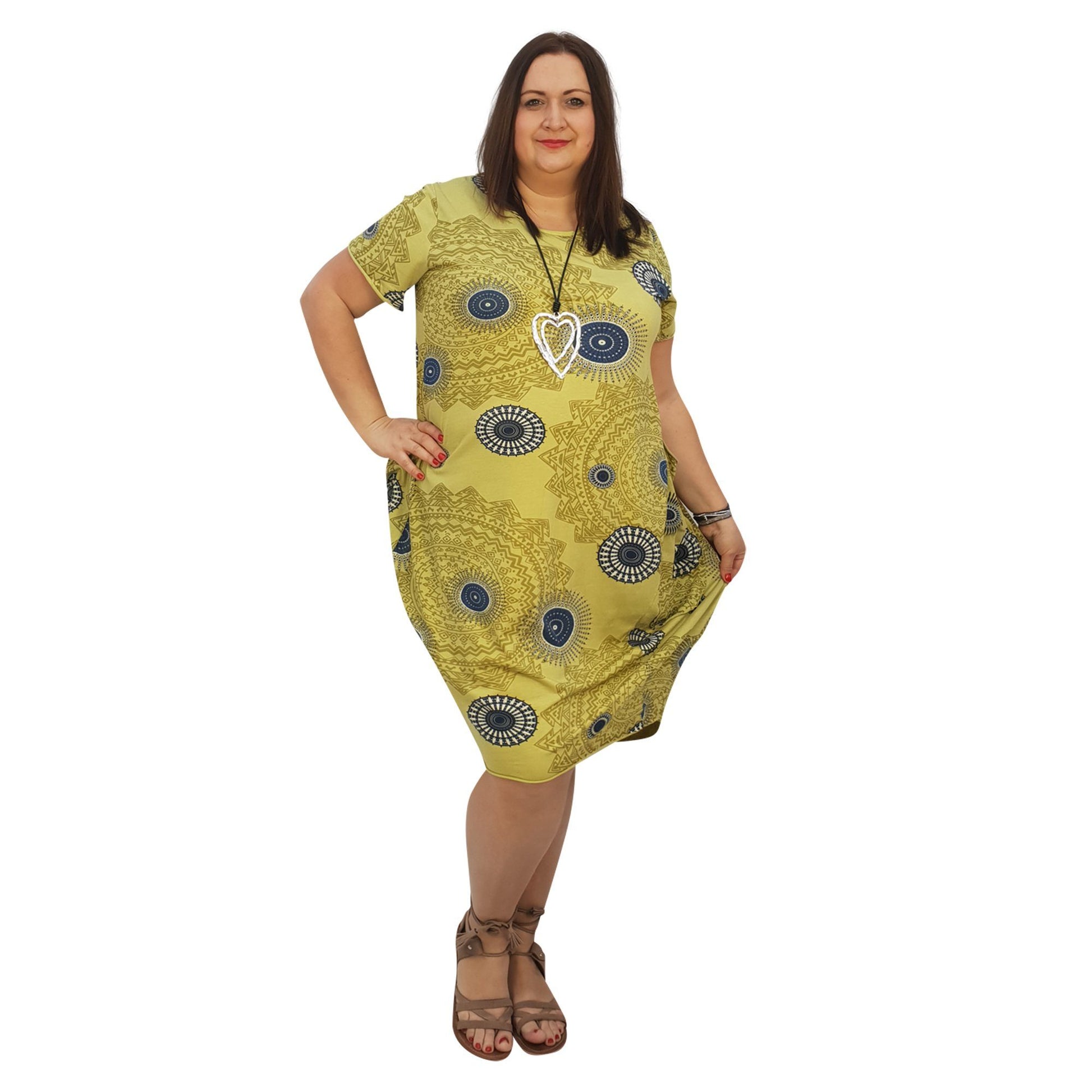 Dress Boho  Aztec Jersey  (lime ) Plus Size [L439_LIME] - size 16 18 20 22 24 26 28 30 32 34 36 38 40 42 Wolfairy