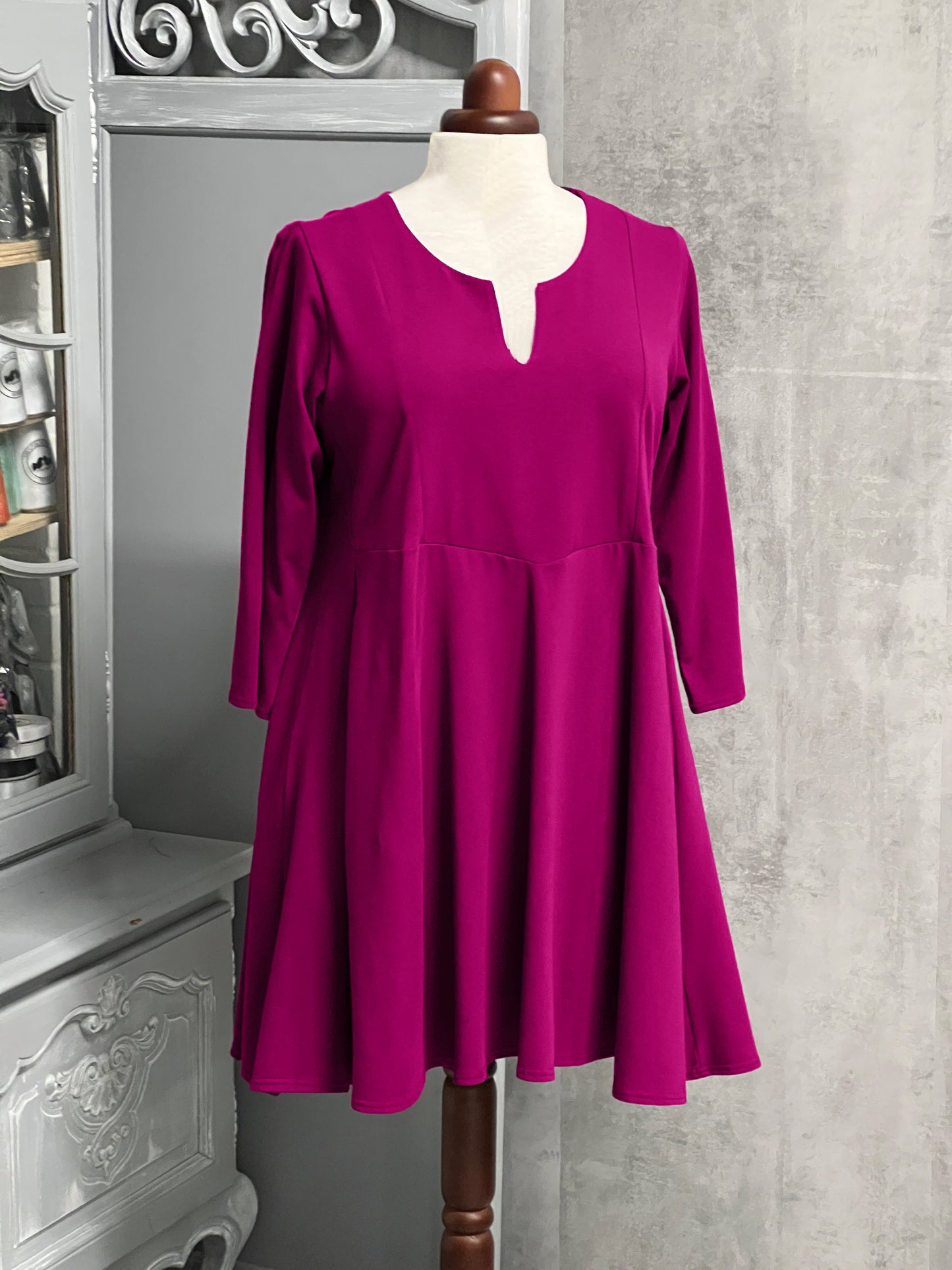 Size 14-16 Cotton Jersey Swing Longer Top 3/4 Sleeve [L1417_CASPIA]