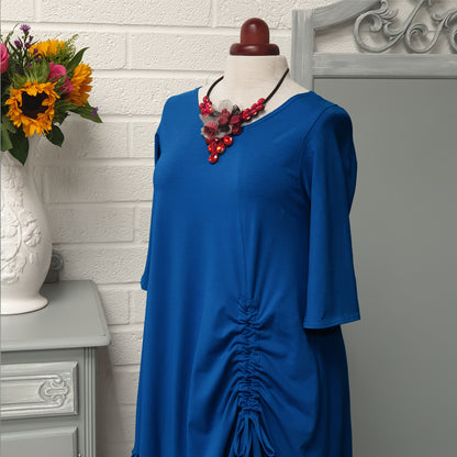 Plus Size Cotton Jersey Swing Dress with Frill [L1271_ROYALBLUE]